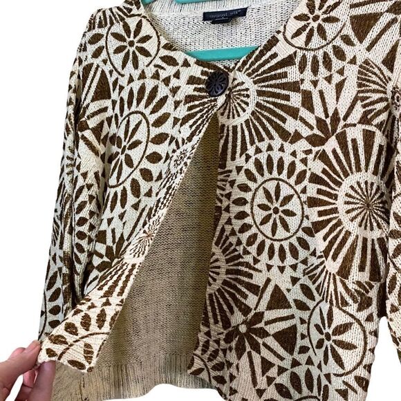 August Silk Graphic One Button Cardigan Size Medium - Picture 3 of 8